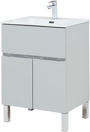 Aquanet Тумба под раковину Алвита New 60 1 ящик 2 дверцы серая матовая – фотография-7